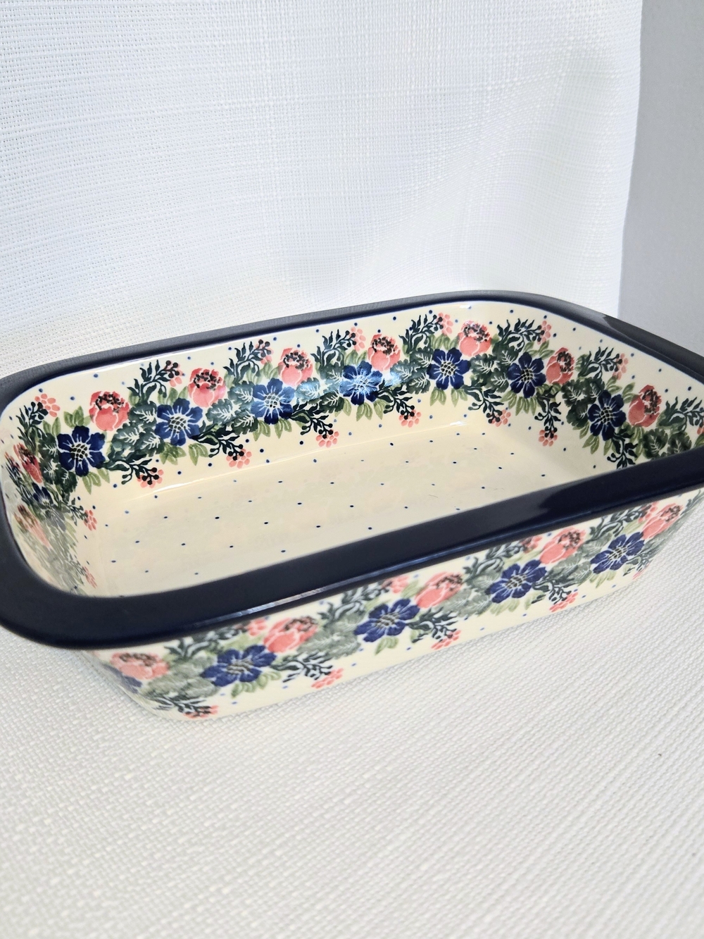 Ceramika Bolesławiec Polish Pottery Loaf Dish Garden Party Poland Baking Pan
